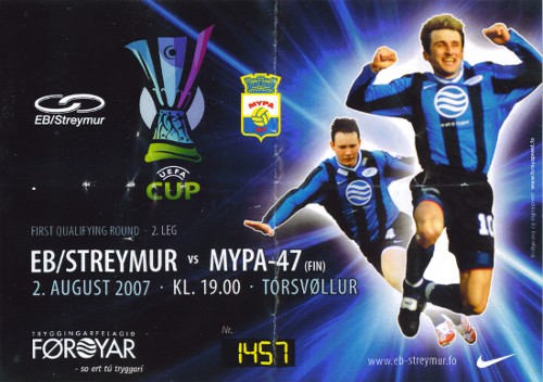EB/Streymur - MyPa-47, 1st qualifying round, 2nd leg, UEFA Cup, August 02, 2007 EB/Streymur - MyPa-47, 1st qualifying round, 2nd leg, UEFA Cup, August 02, 2007