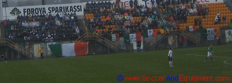 Irish supporters sitting in the rain at Tórsvøllur Stadium in Tórshavn, Faroe Islands Irish supporters sitting in the rain at Tórsvøllur Stadium in Tórshavn, Faroe Islands